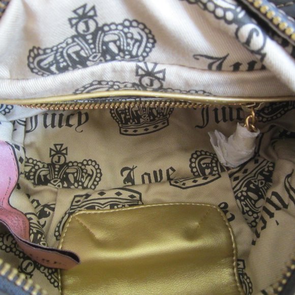 Juicy Couture Crown Brown Velvet Shoulder Hobo Bag - Picture 12 of 12